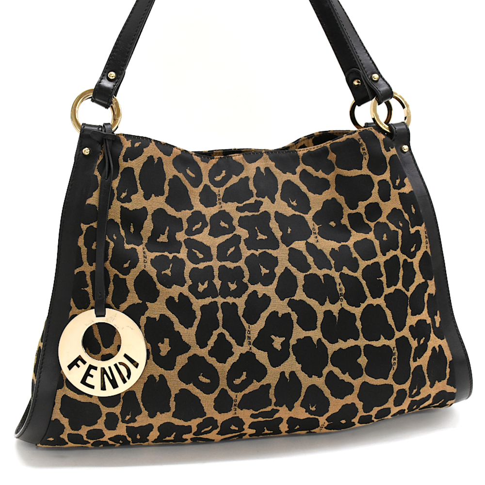Fendi Chef Tote Bag Leopard Jacquard Leather